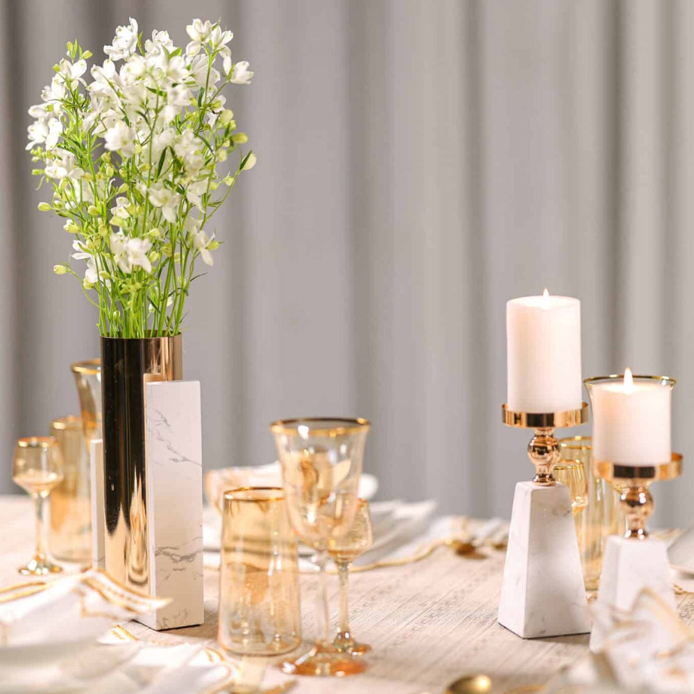 Gold Marble Pyramid Candle Holder