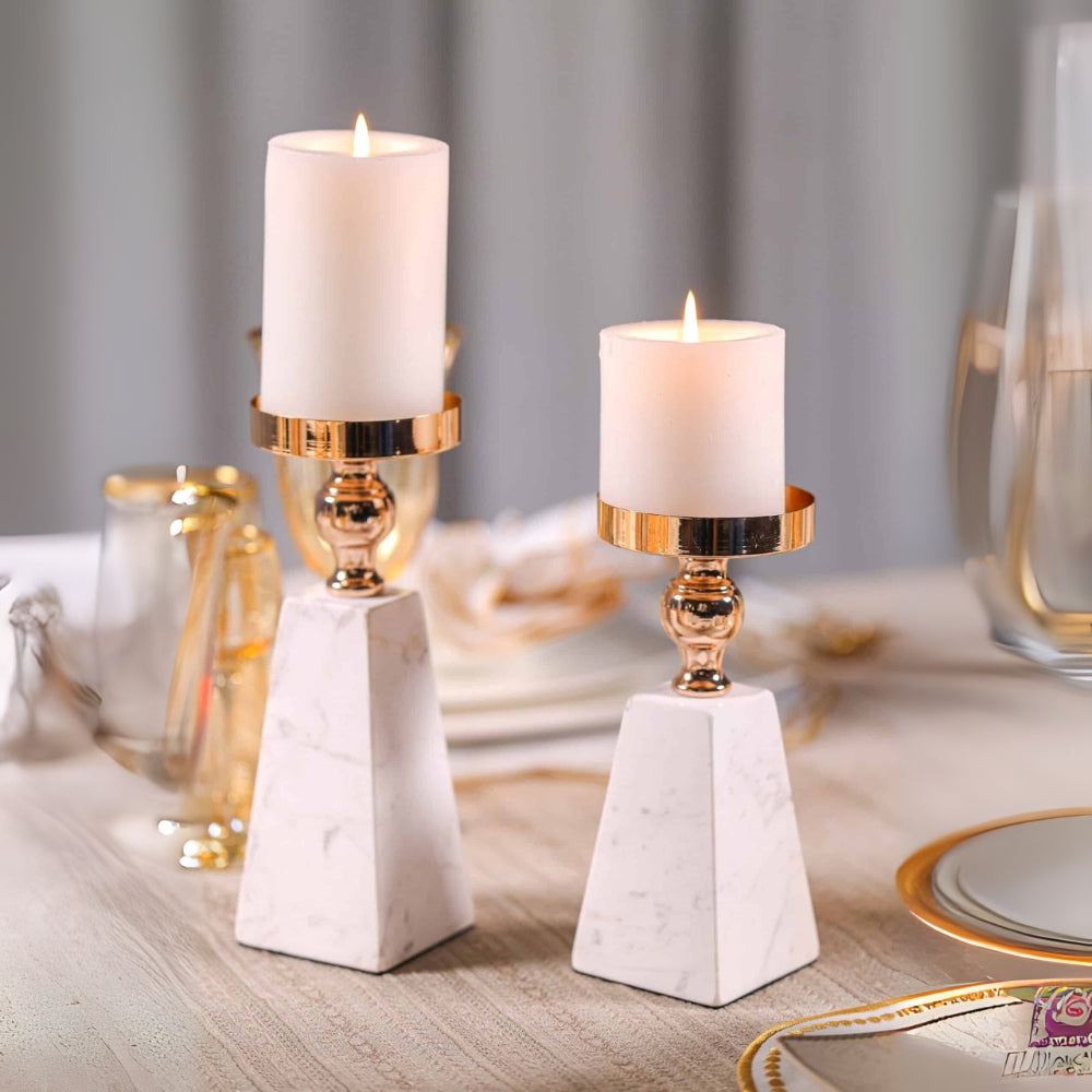 Gold Marble Pyramid Candle Holder
