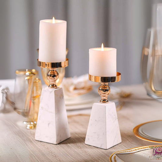 Gold Marble Pyramid Candle Holder