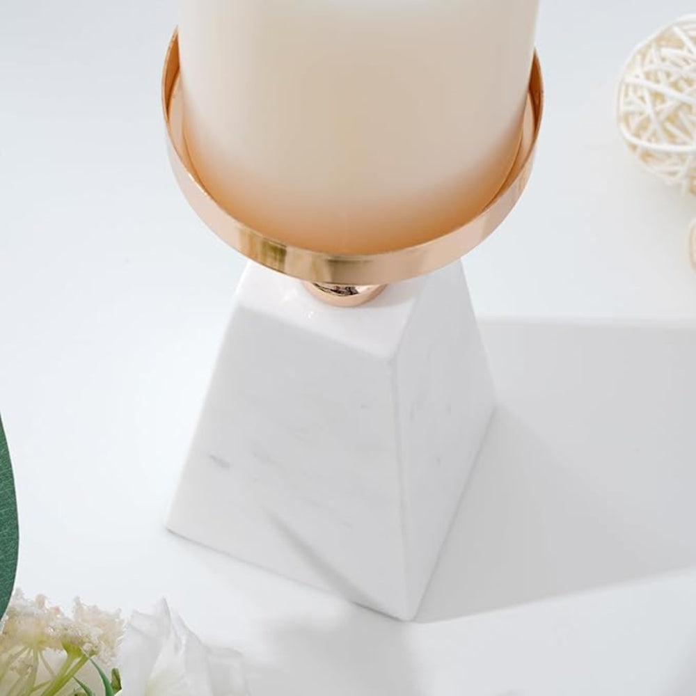 Gold Marble Pyramid Candle Holder