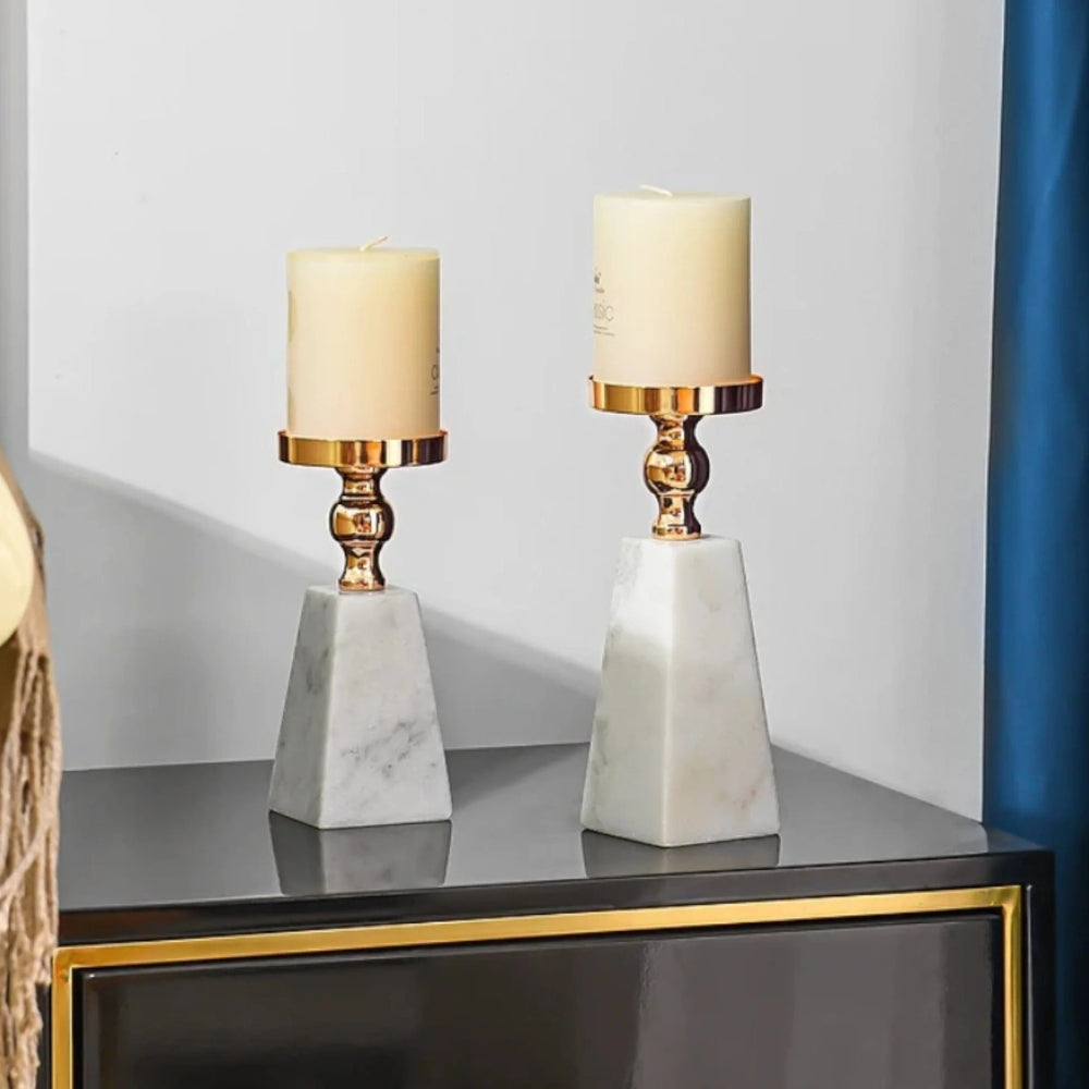 Gold Marble Pyramid Candle Holder