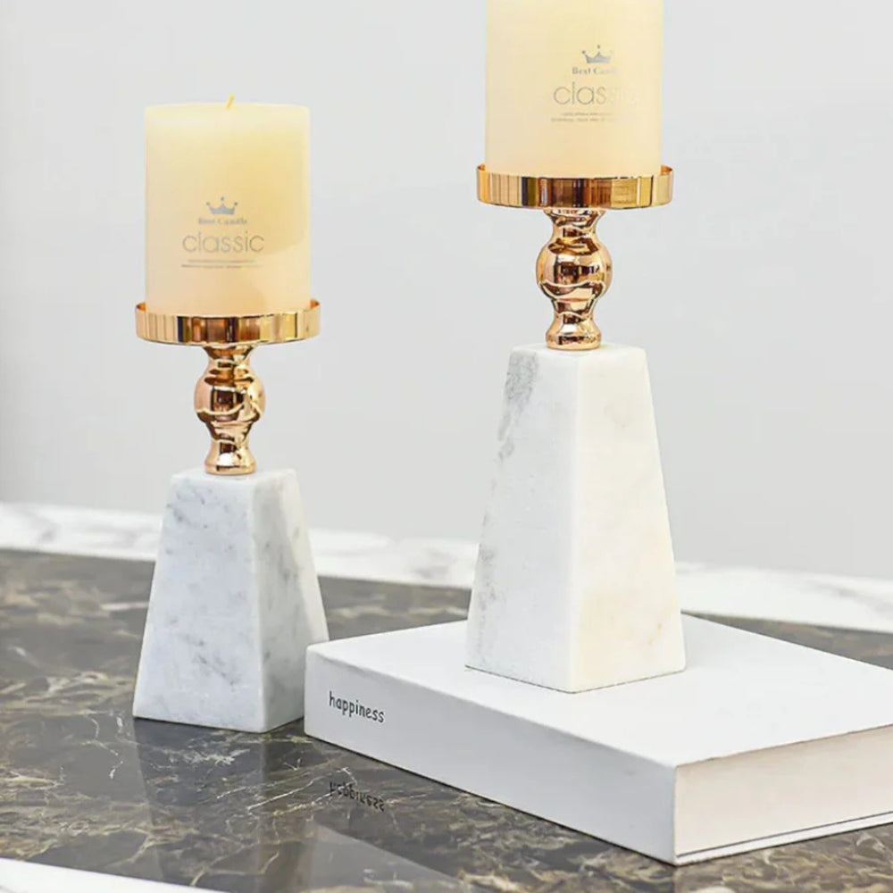 Gold Marble Pyramid Candle Holder