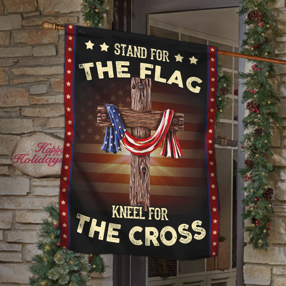 Double-Sided Stand For The Flag Kneel For The Cross Canvas Flag