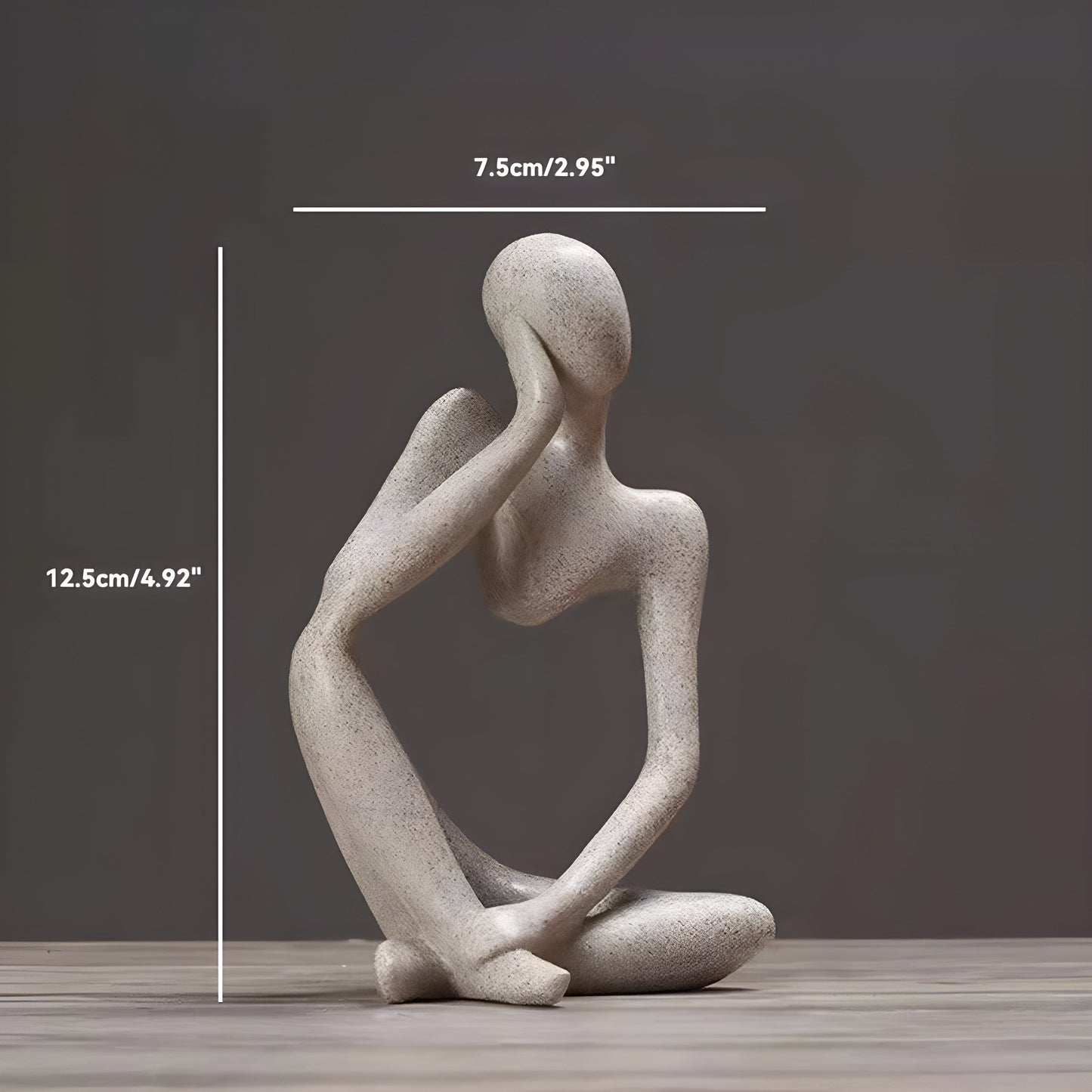 Sand-Hued Abstract Thinker Sculpture in Scandinavian Design