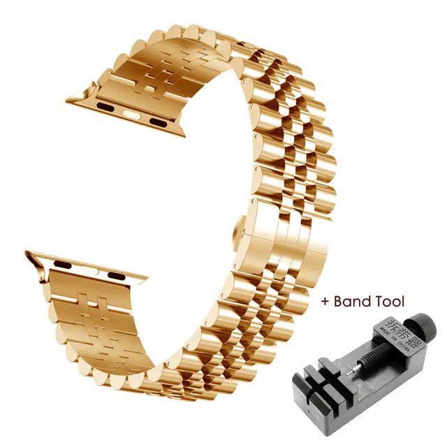 Stainless Steel Apple Watch Bracelet - Adjustable, Elegant Design