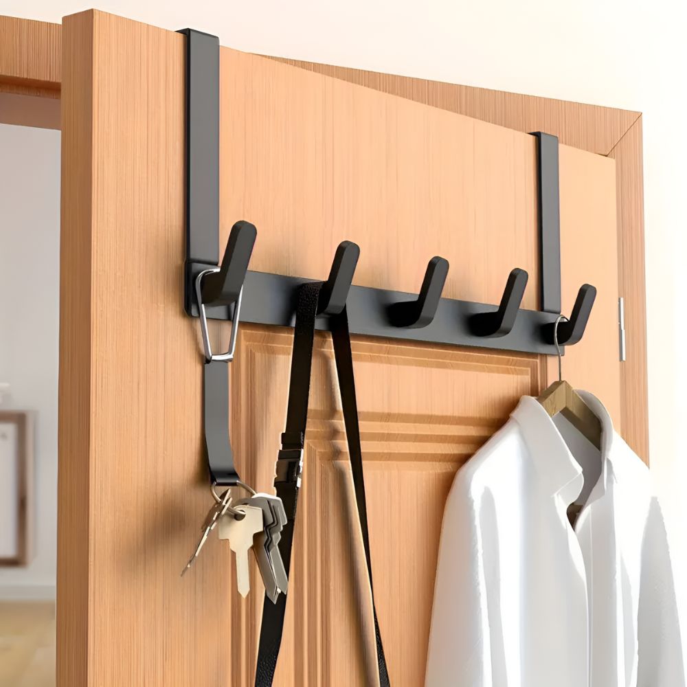 Stainless Steel 5-Hook Over-Door Rack