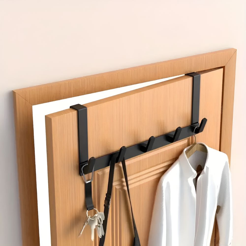 Stainless Steel 5-Hook Over-Door Rack