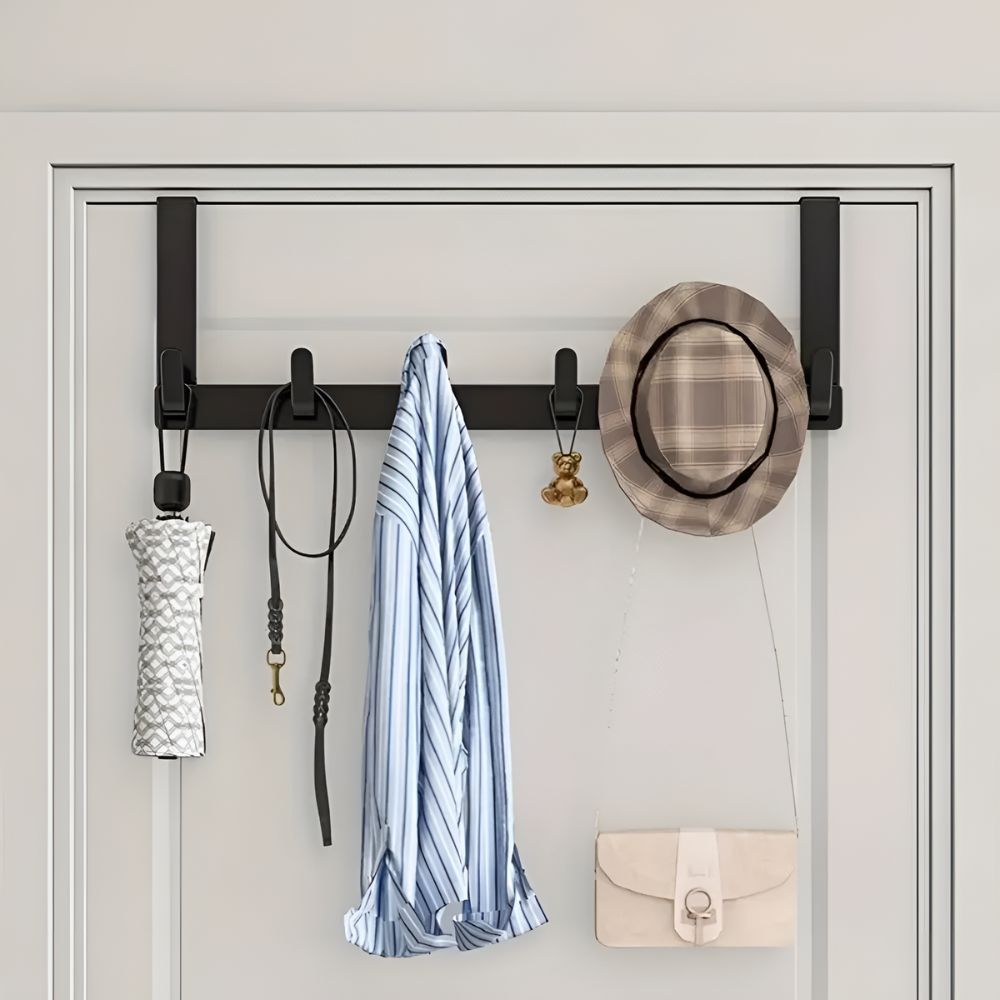 Stainless Steel 5-Hook Over-Door Rack