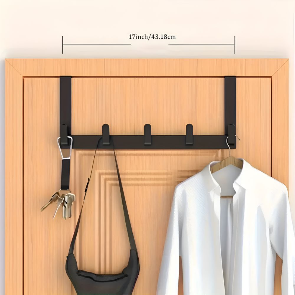 Stainless Steel 5-Hook Over-Door Rack