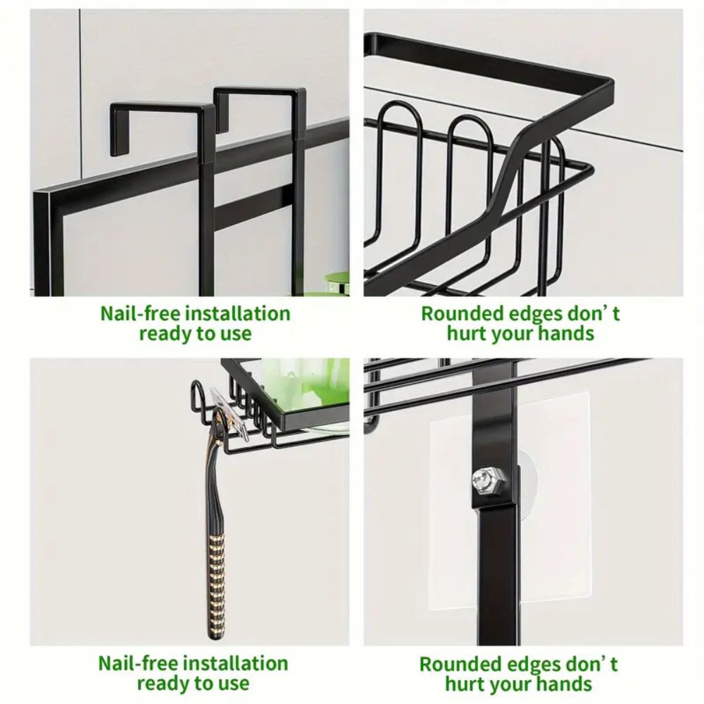 Hanging Steel Bathroom Caddy with Open Shelves