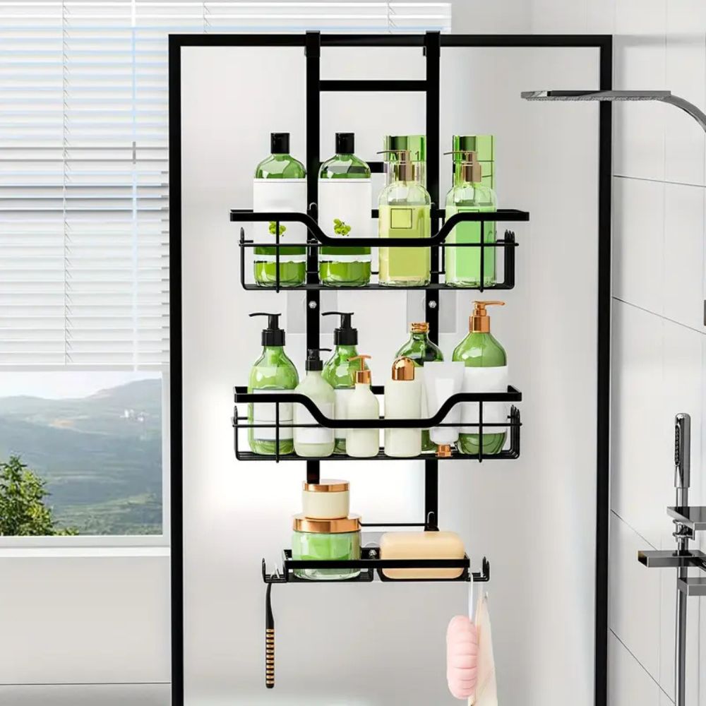 Hanging Steel Bathroom Caddy with Open Shelves