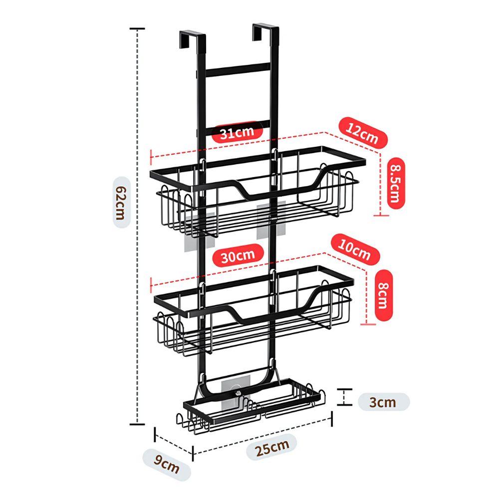 Hanging Steel Bathroom Caddy with Open Shelves