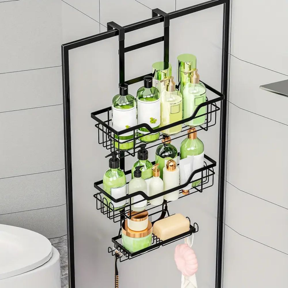 Hanging Steel Bathroom Caddy with Open Shelves