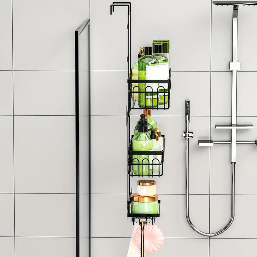 Hanging Steel Bathroom Caddy with Open Shelves
