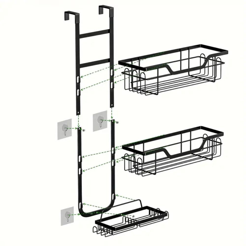 Hanging Steel Bathroom Caddy with Open Shelves