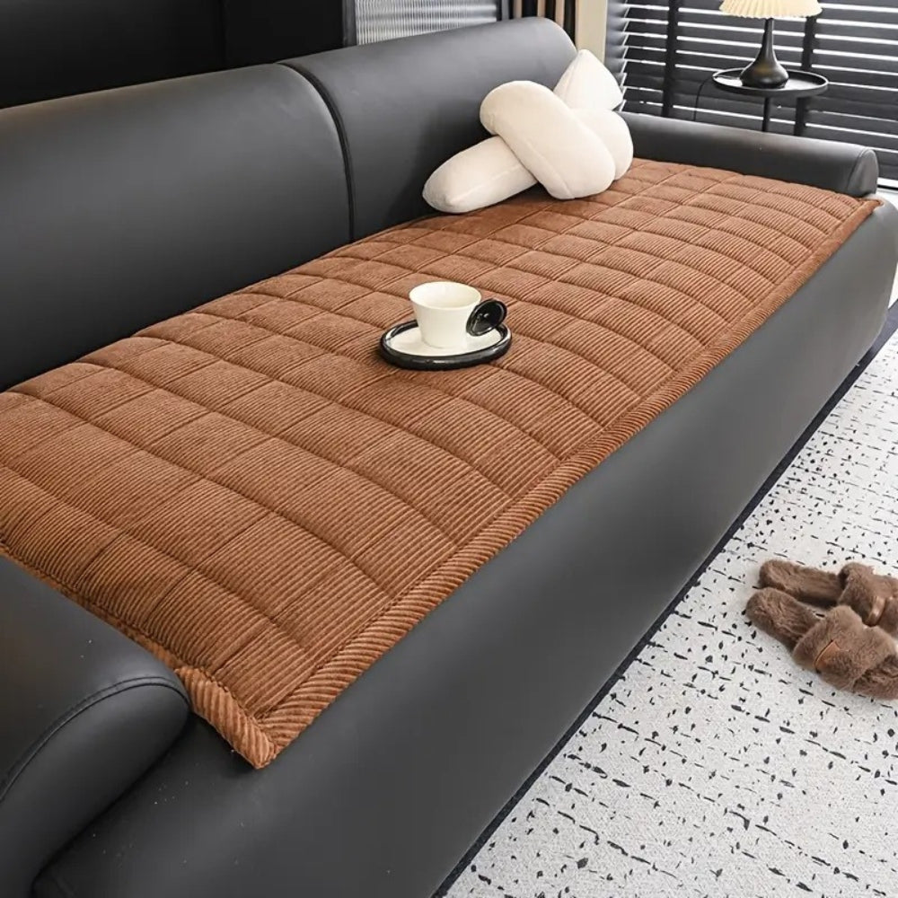 Quilted Microfiber Couch Cover Mat with Non-Slip Design