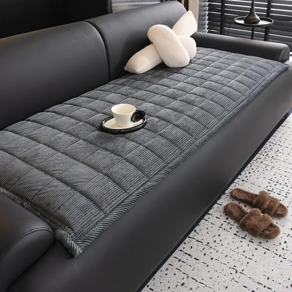 Quilted Microfiber Couch Cover Mat with Non-Slip Design