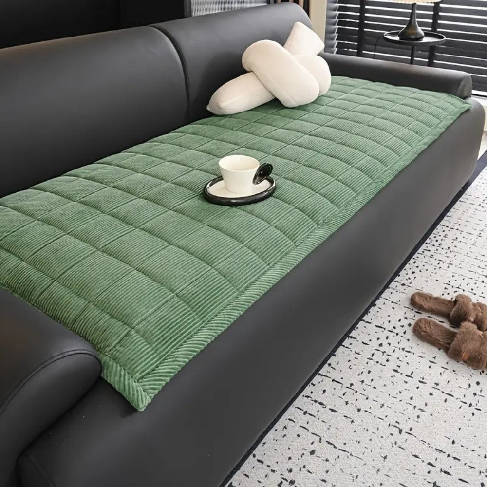 Quilted Microfiber Couch Cover Mat with Non-Slip Design