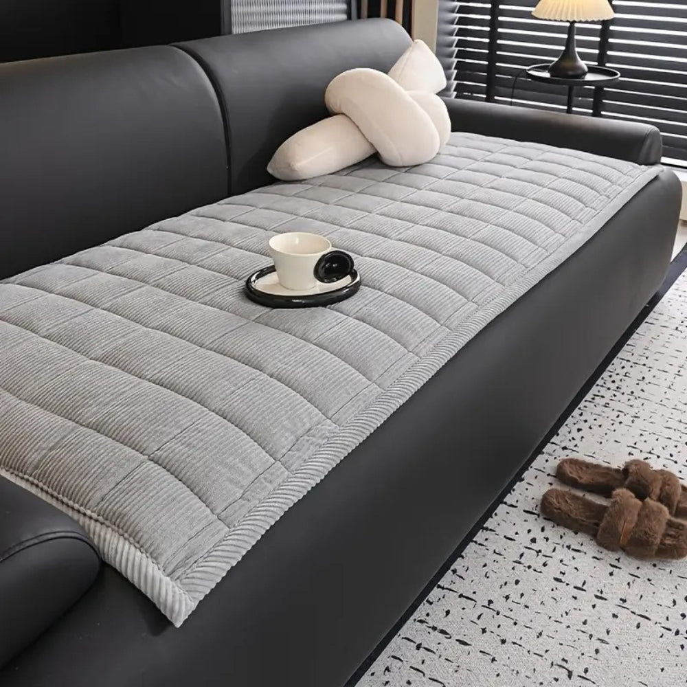 Quilted Microfiber Couch Cover Mat with Non-Slip Design