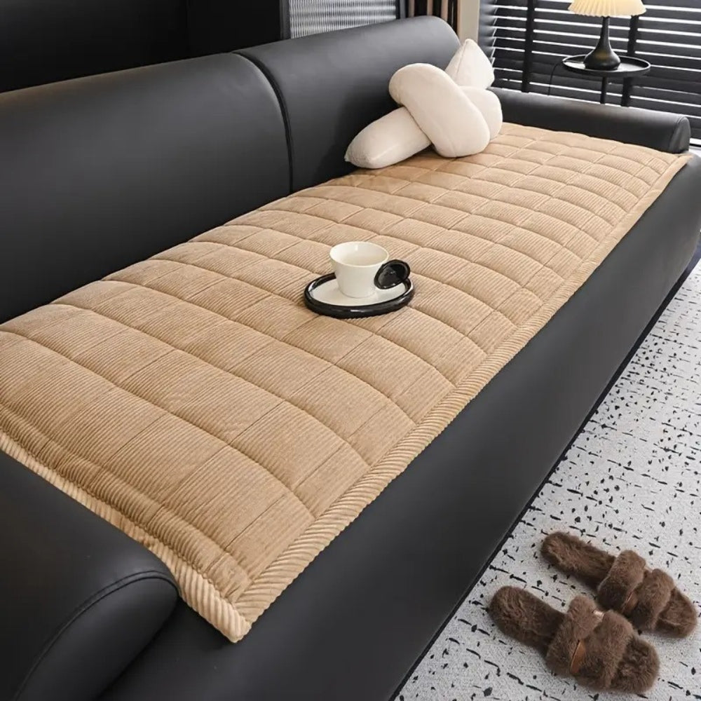 Quilted Microfiber Couch Cover Mat with Non-Slip Design
