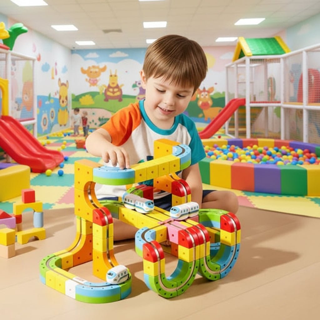 3D Train Building Set with Rechargeable Locomotive for Kids