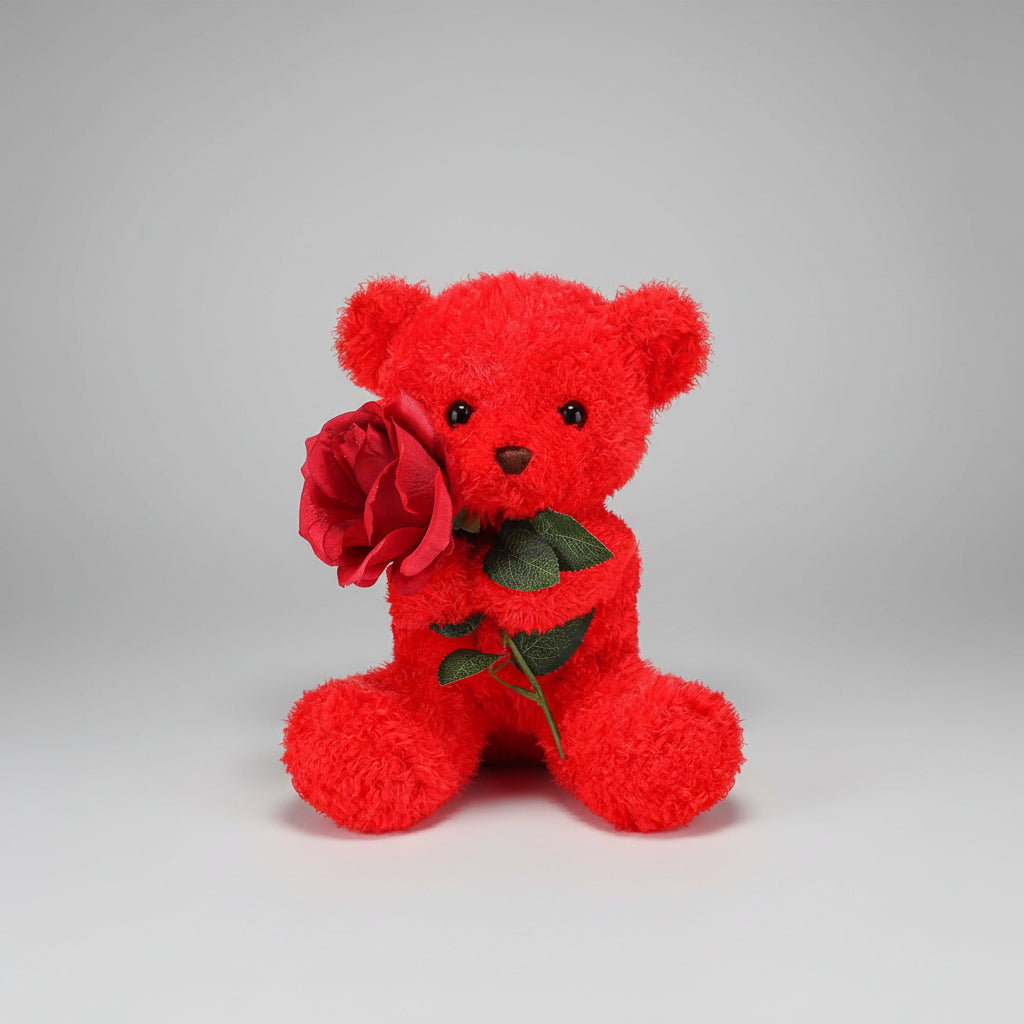 Plush Valentine Bear Stuffed Animal with Rose
