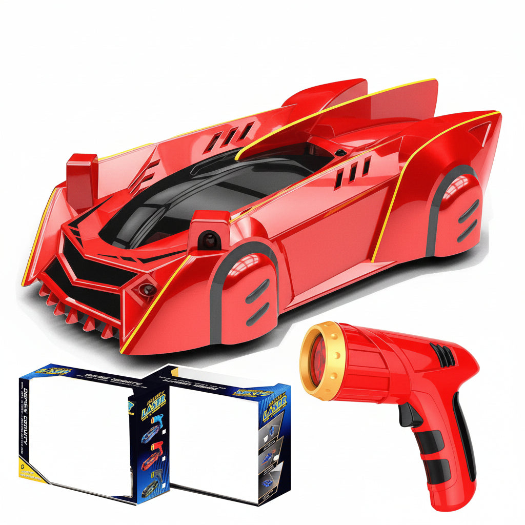 Gravity Defying Laser RC Car with LED Lights and Wall Climbing Stunts