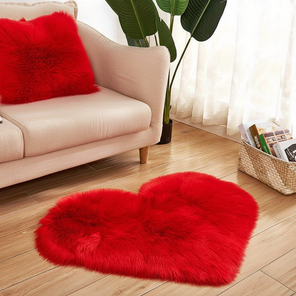 Plush Heart Shaped Area Mat for Cozy Indoor Use