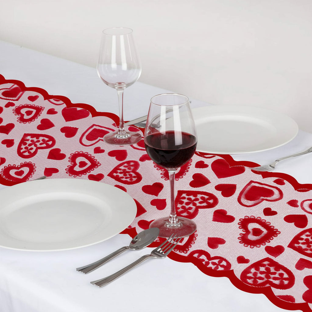 Red Heart Table Runner for Valentine's Day Decor