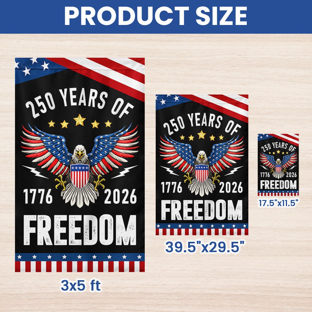 America 250th Anniversary Freedom Flag - Custom Printed Canvas, Double-Sided, UV Resistant