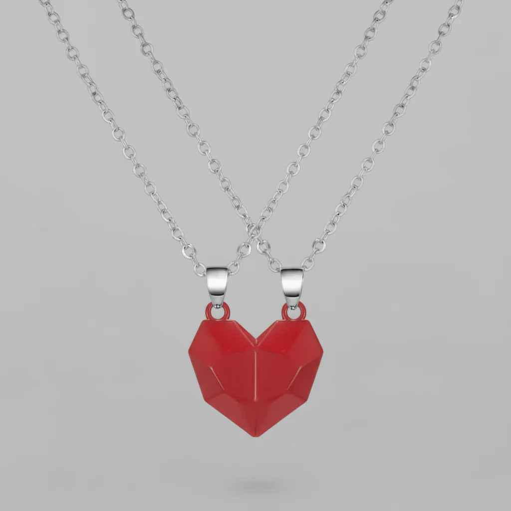 Magnetic Heart Electrocardiogram Couple Necklace