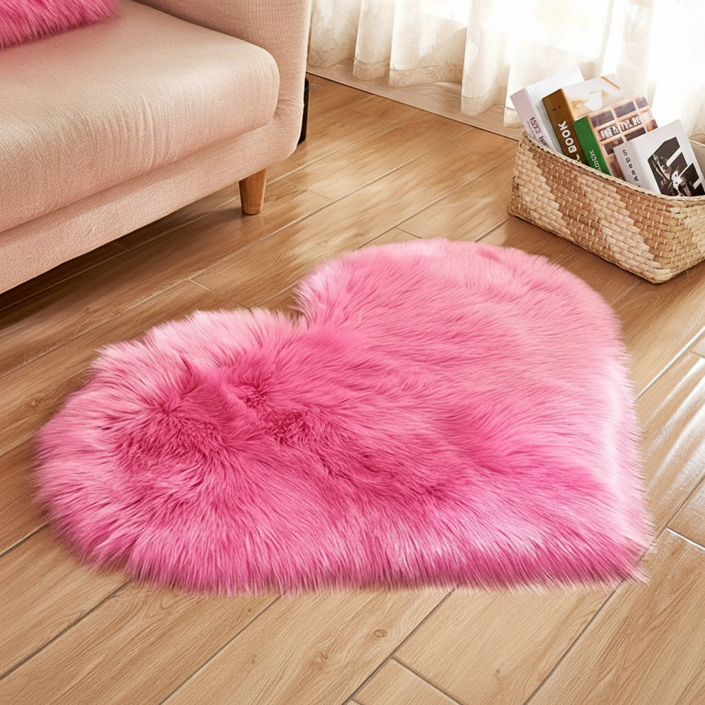Plush Heart Shaped Area Mat for Cozy Indoor Use