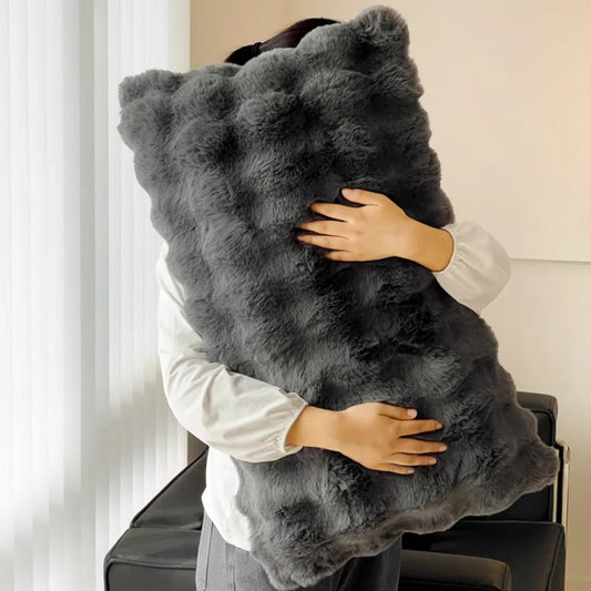 Rabbit Faux Fur Decorative Pillow Cover