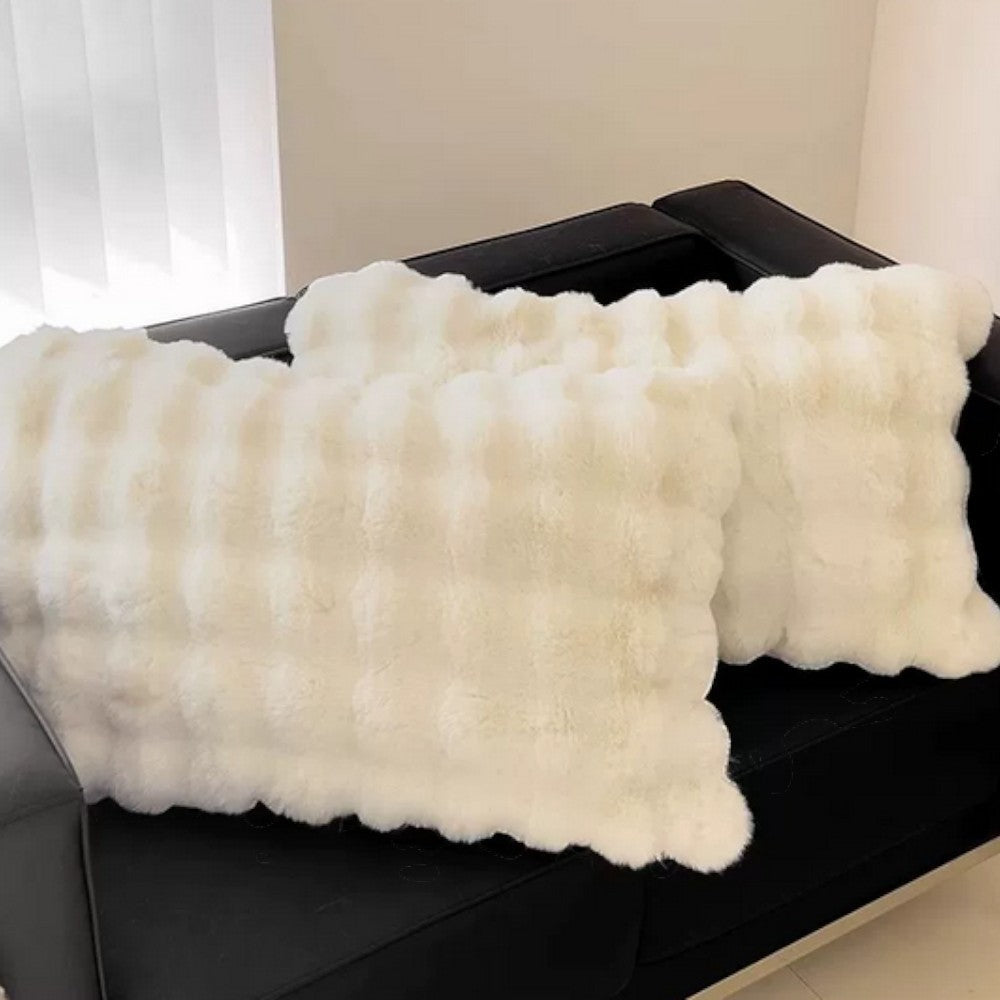 Rabbit Faux Fur Decorative Pillow Cover