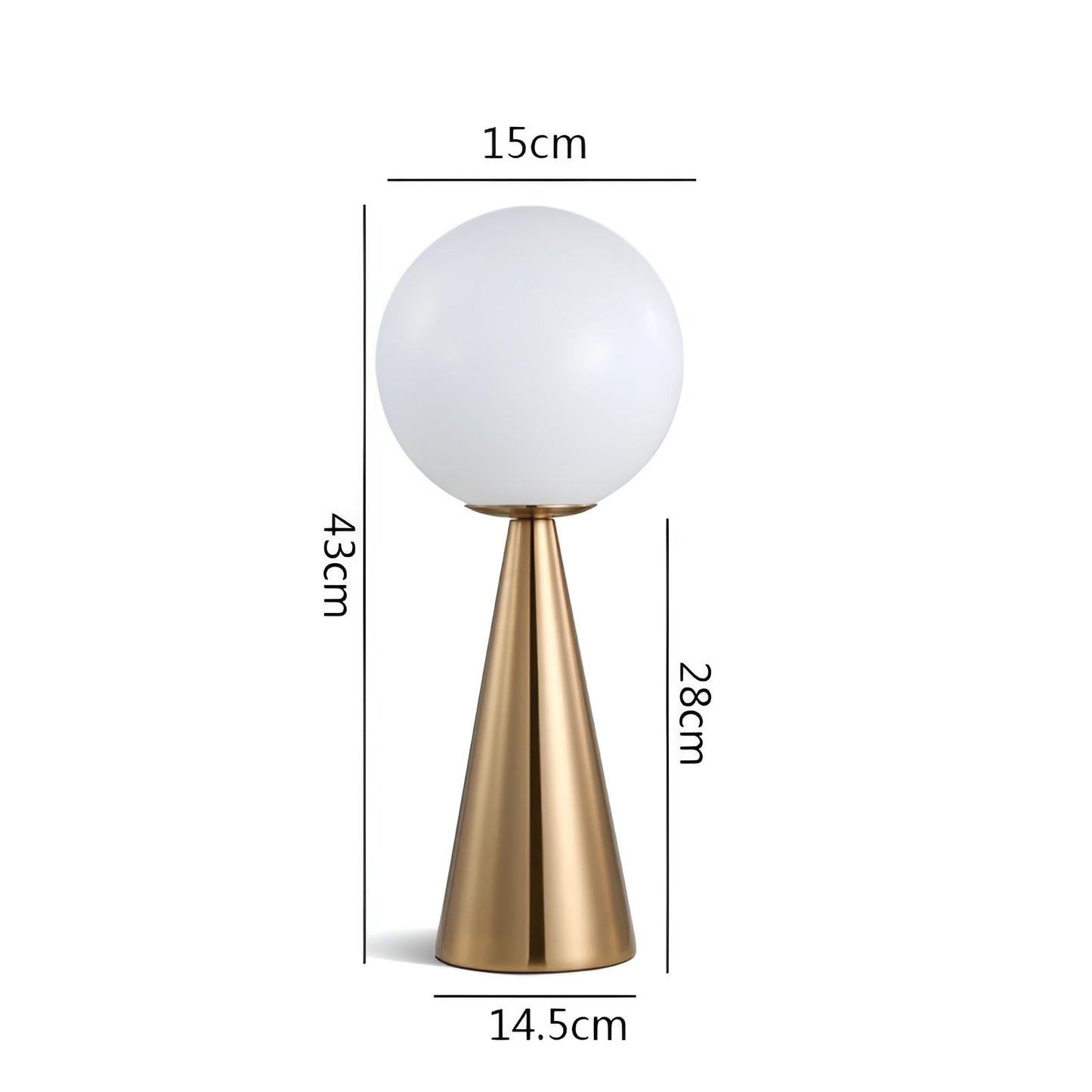Elegant Gold Table Lamp with Cone Shade - Luxurious LED Lighting