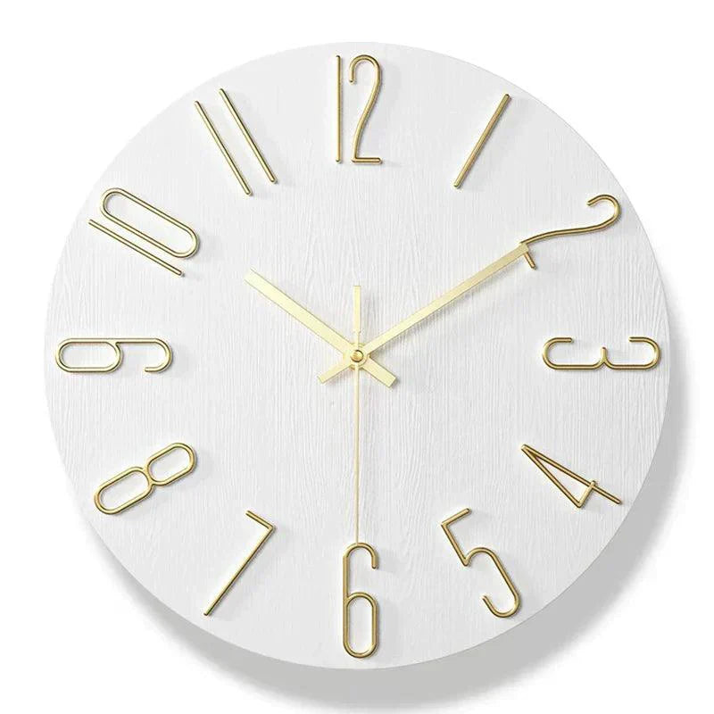 Frameless Wooden Wall Clock - Silent Scandinavian Minimalist Design