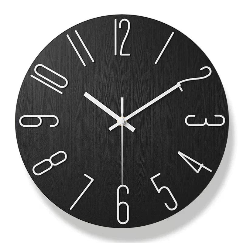 Frameless Wooden Wall Clock - Silent Scandinavian Minimalist Design