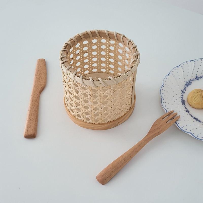 Rattan Cutlery Organizer and Multi-Use Storage Holder
