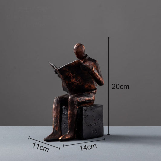 Abstract Reader Sculpture Bookend Resin Desk Accessory