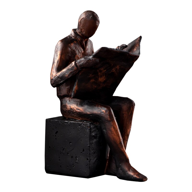 Abstract Reader Sculpture Bookend Resin Desk Accessory