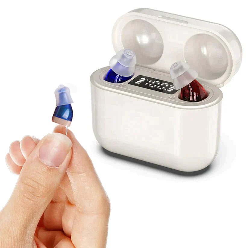 Rechargeable Invisible Hearing Aids with Noise Cancellation for Mild to Moderate Hearing Loss
