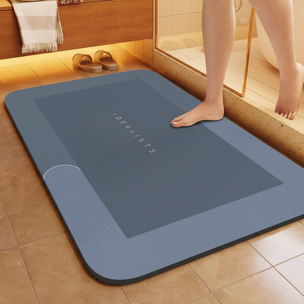 Non-Slip Rectangular Bath Mat with Quick-Dry Comfort Layer