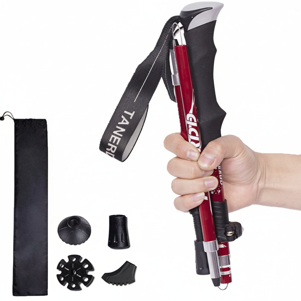 Adjustable Lightweight Aluminum Trekking Poles - Foldable Telescopic Hiking Support