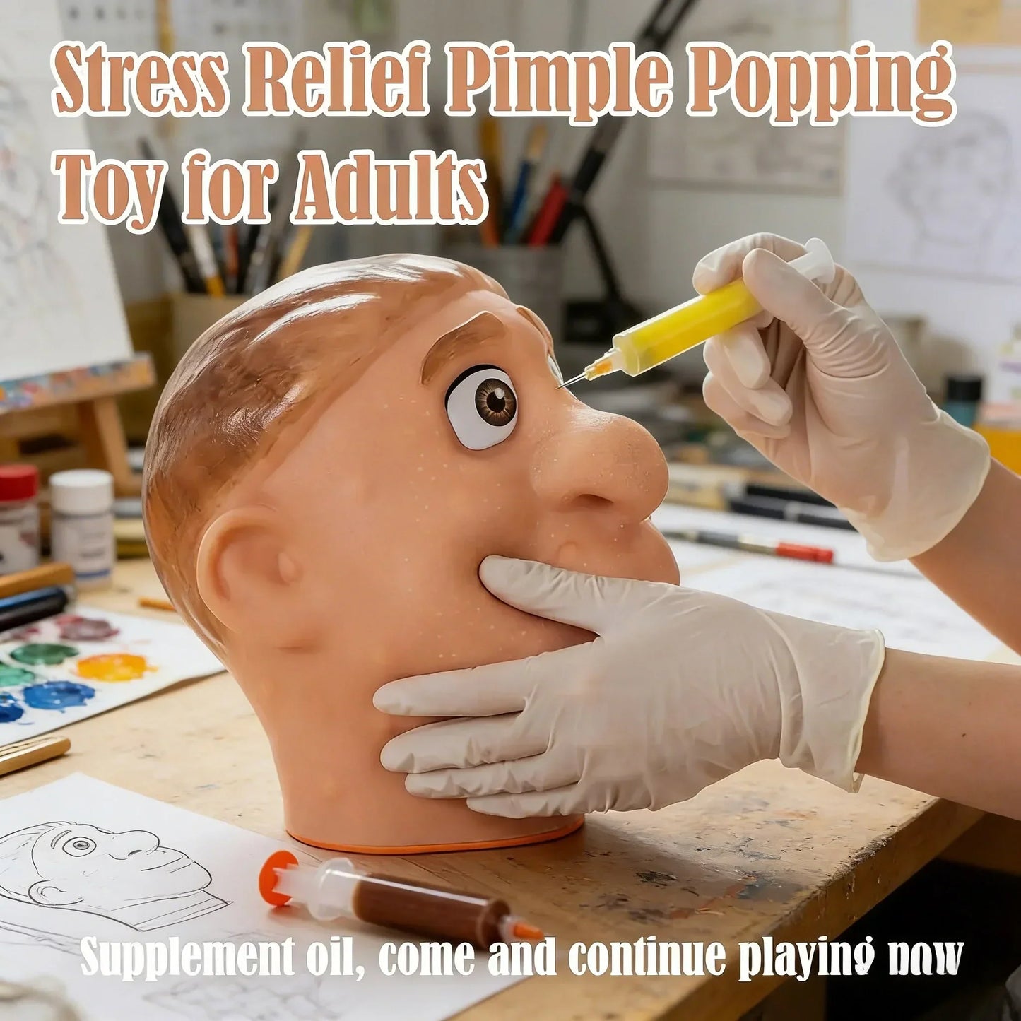 Refillable Silicone Pimple Popping Toy with Tweezers