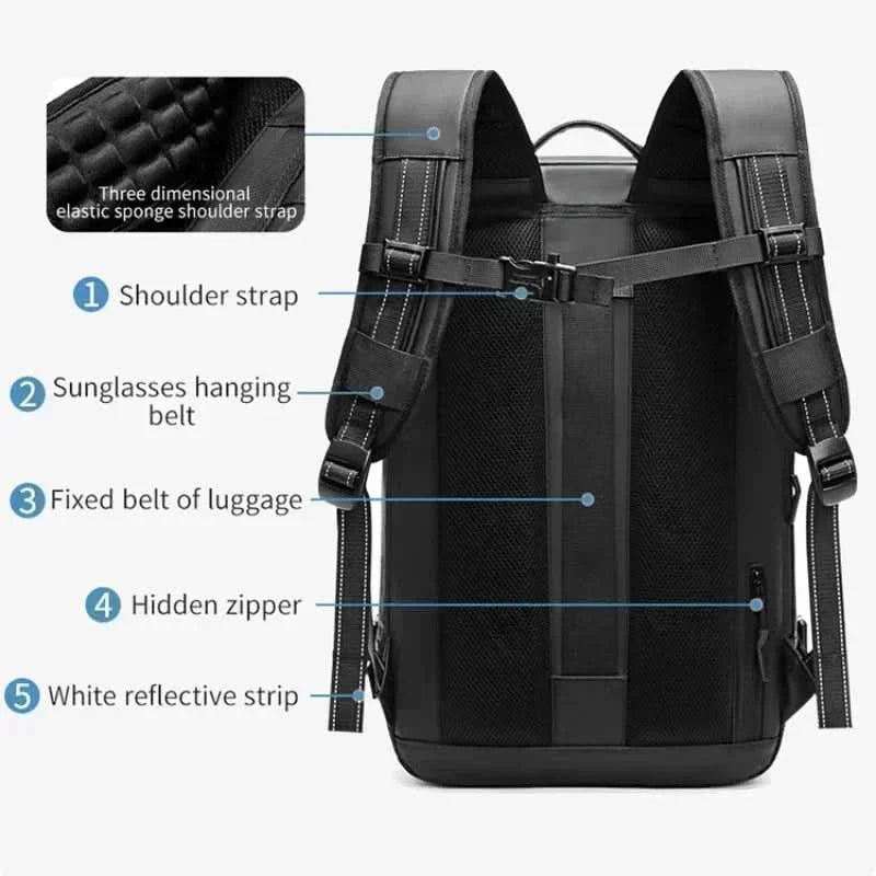 Compressible Travel Laptop Backpack with Padded 17.3" Compartment