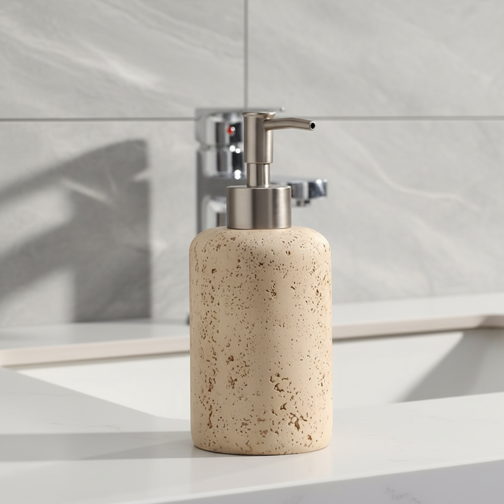 Marble Effect Resin Soap Dispenser with Stainless Steel Pump
