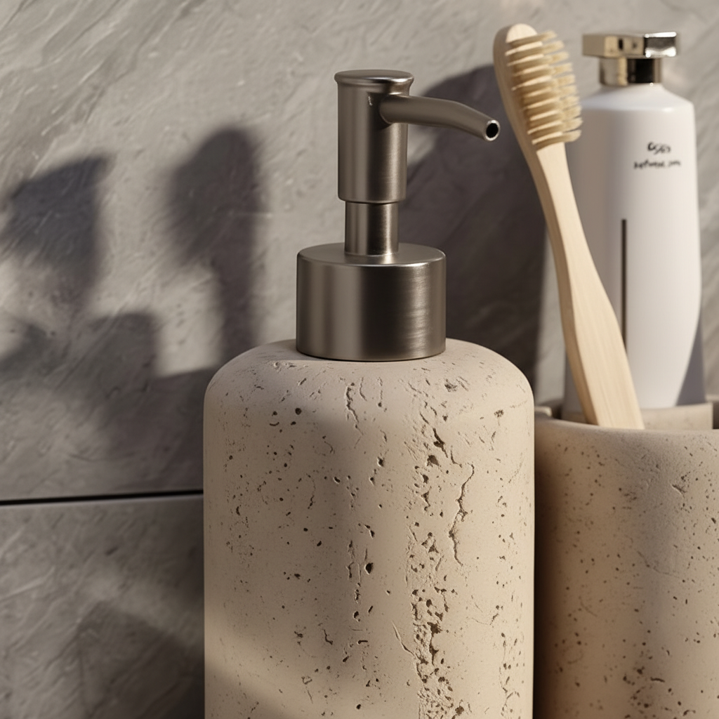 Marble Effect Resin Soap Dispenser with Stainless Steel Pump