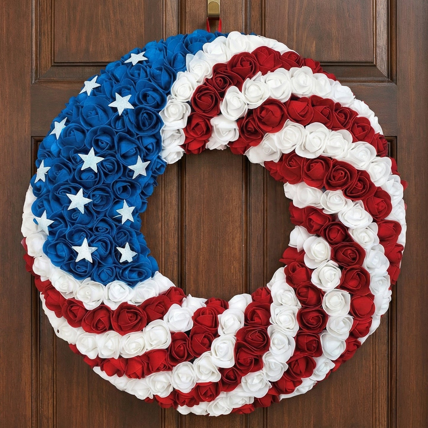 American Flag Rose Wreath for Patriotic Home Decor