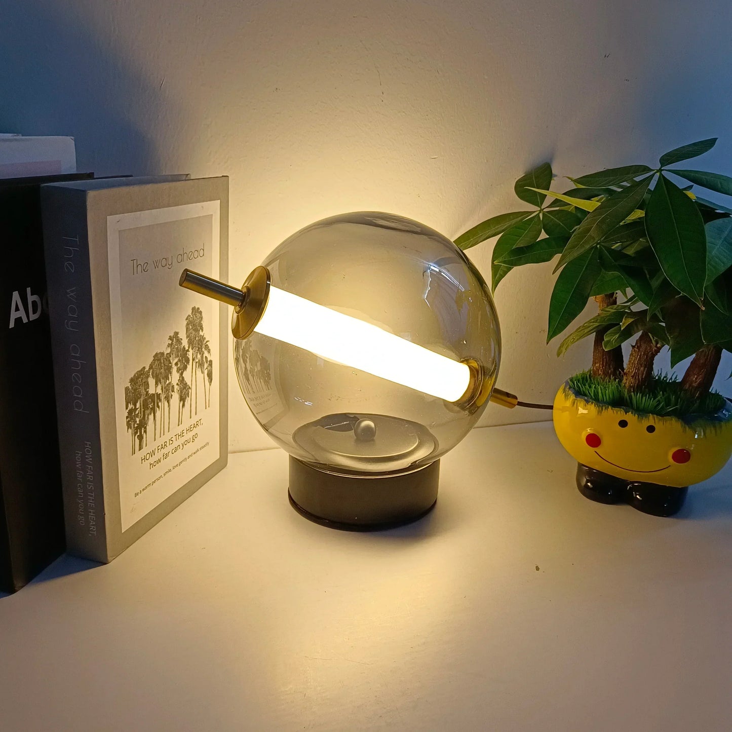 Retro Glass Table Lamp with Warm Glow and Elegant Design