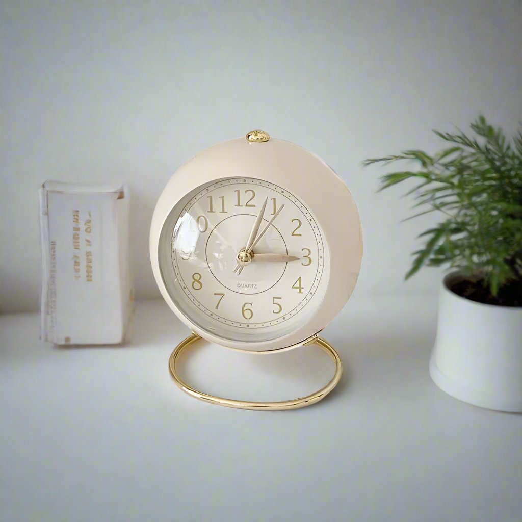 Vintage Gold Accent Silent Alarm Clock with Night Light